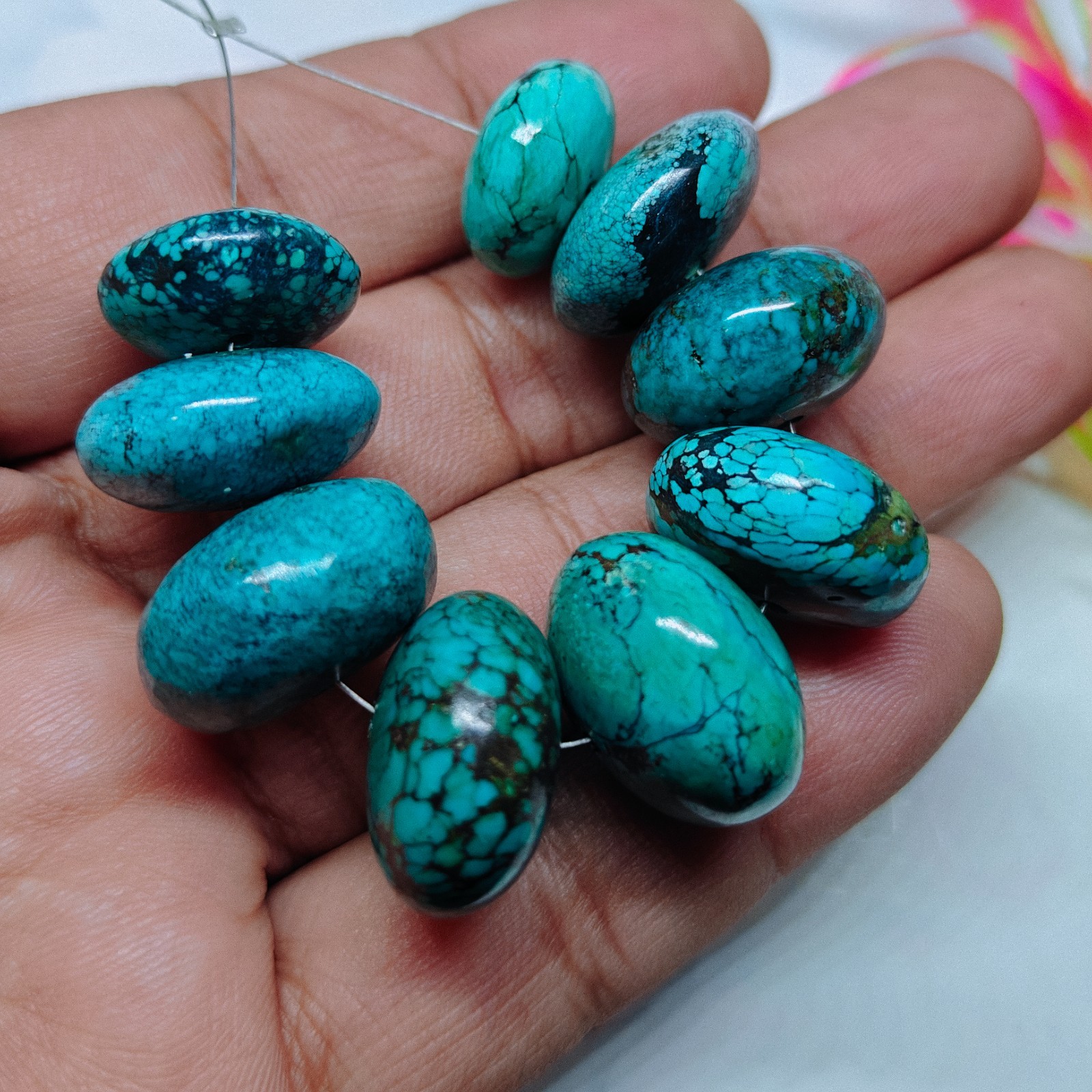 Turquoise Roundel Beads Natural Gemstone Loose Beads For Jewellery Making 187 Ct
