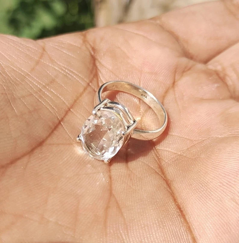 Natural Certified White Sapphire Ring 925 Sterling Silver Oval Cut 12 Ct Stone