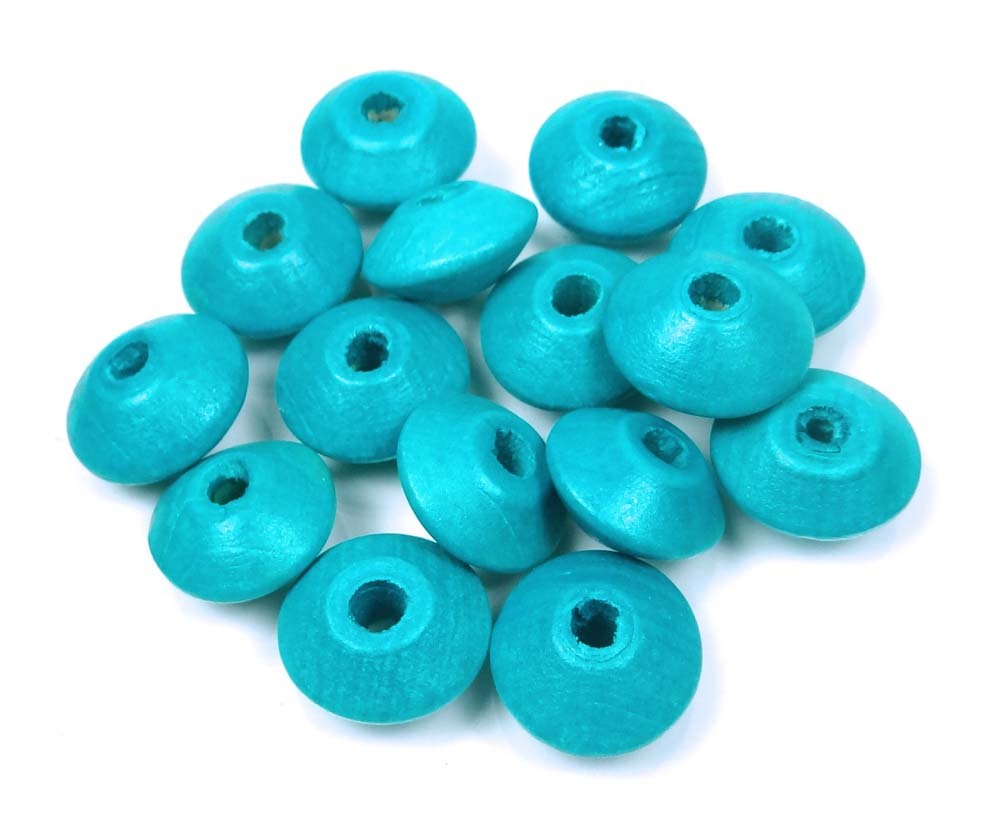 22x12mm Turquoise Blue Wood Abacus Rondelle Wheel Beads (15pc)