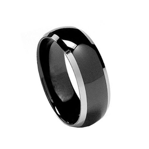 His Titanium Hers 4 Pcs Black Stainless Steel Wedding Engagement Ring Band Set
