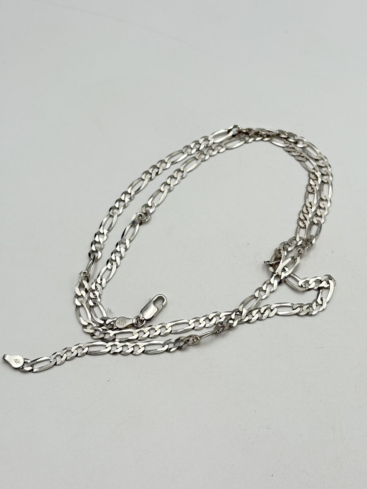 STERLING SILVER 925 ITALY 24″ FIGARO CHAIN NECKLACE 4.4 mm wide 10.7g