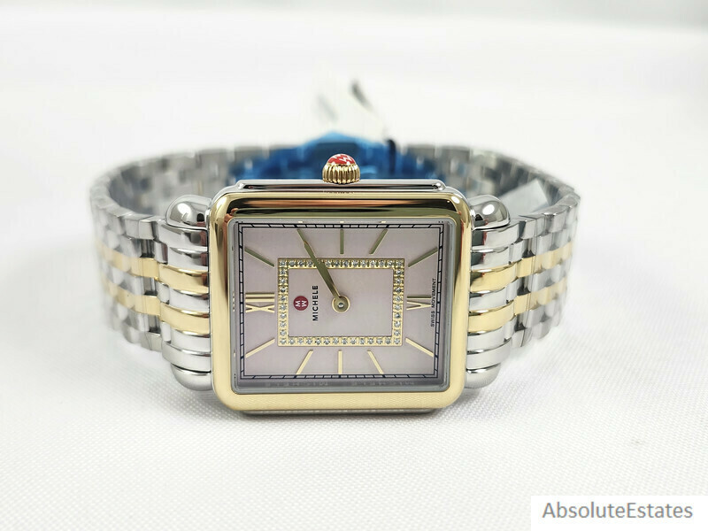 NEW Michele Deco II Two Tone Gold Silver Lilac Pink Diamond Watch MWW06X000046