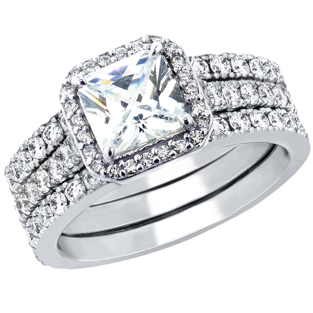 Hers Sterling Silver His Stainless Steel Engagement Wedding Ring Band Set Gifts