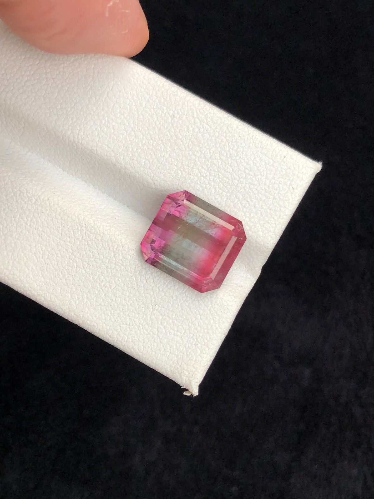 Tri-Color Tourmaline Gemstone: Emerald Cut, Afghanistan Origin, 6.8 Carats