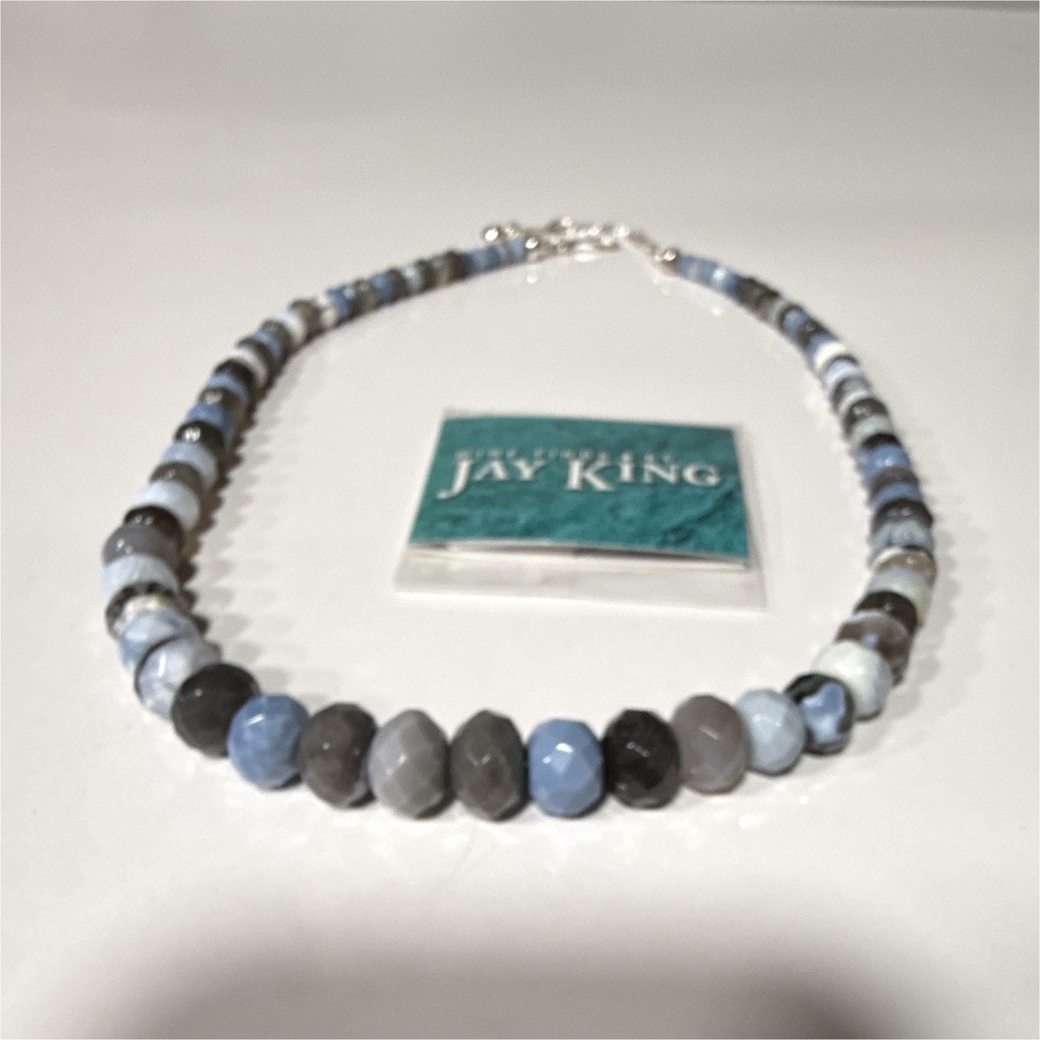 Mine Finds by Jay King Blue Gray Rondelle Stone Beaded Necklace with Hook