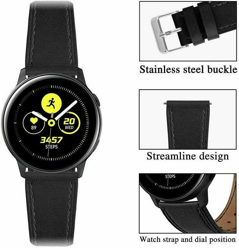 Genuine Leather Band Strap For Samsung Galaxy Active 2 40 42 44mm / Watch 3 41mm