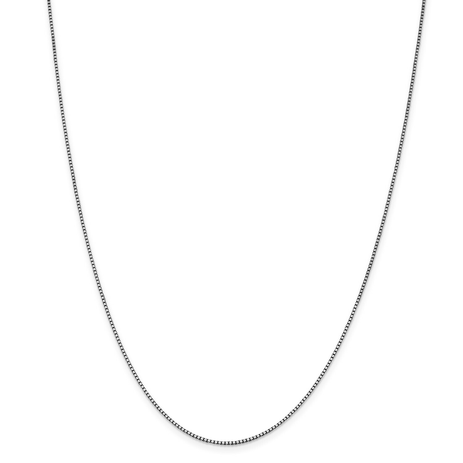 14k White Gold 1.05mm Solid Plain Box Link Chain w/ Lobster Clasp 16″ – 30″