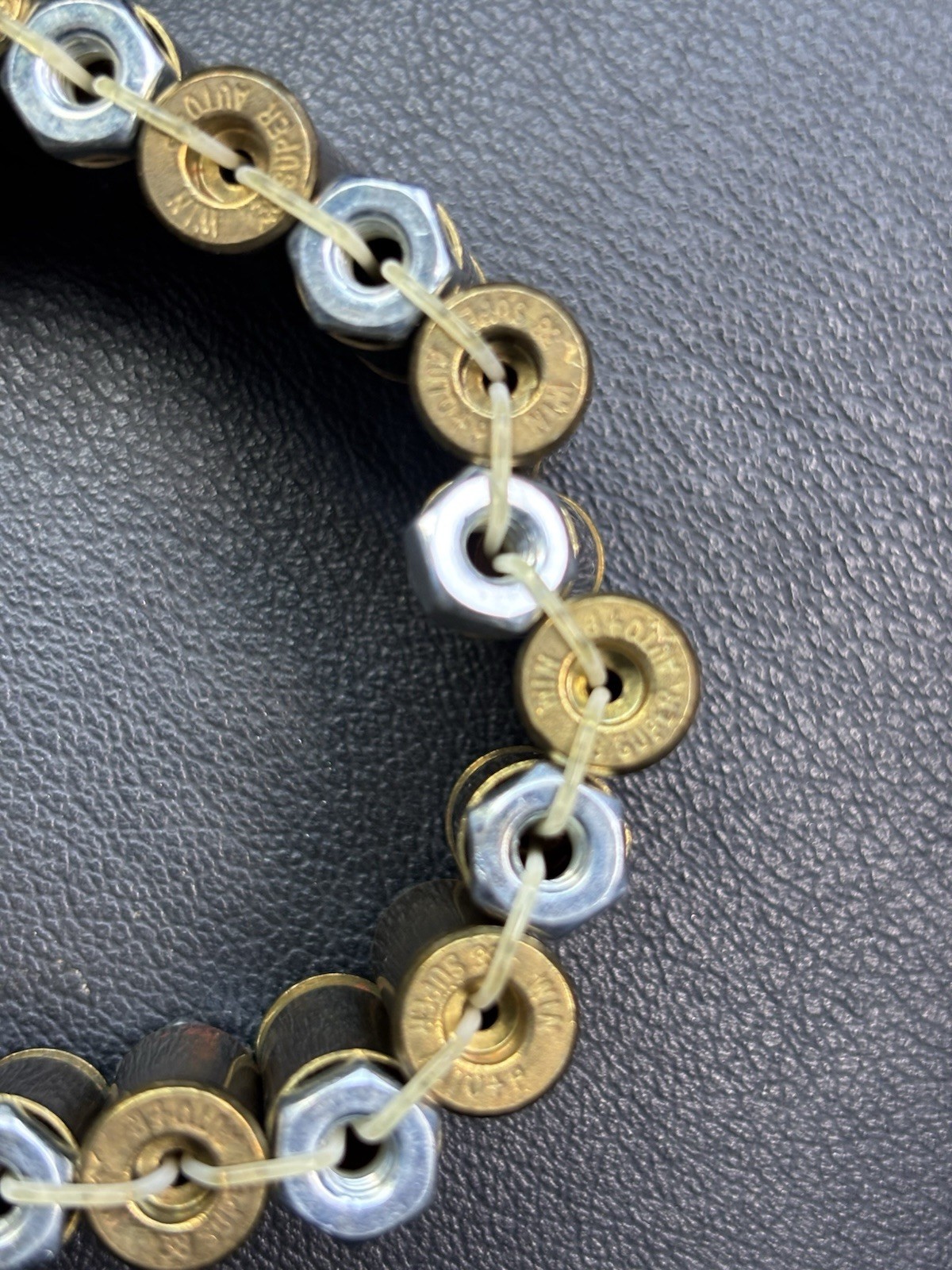 Bullet Theme Brass Cable Chain Bracelet, Stretch Slip-On, Gold/Silver/Black