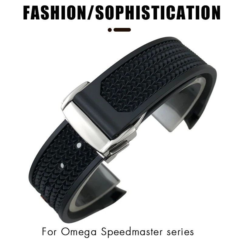 18mm 19mm 20mm 21mm Rubber Watch Band Strap Fits Omega Speedmaster MoonSwatch