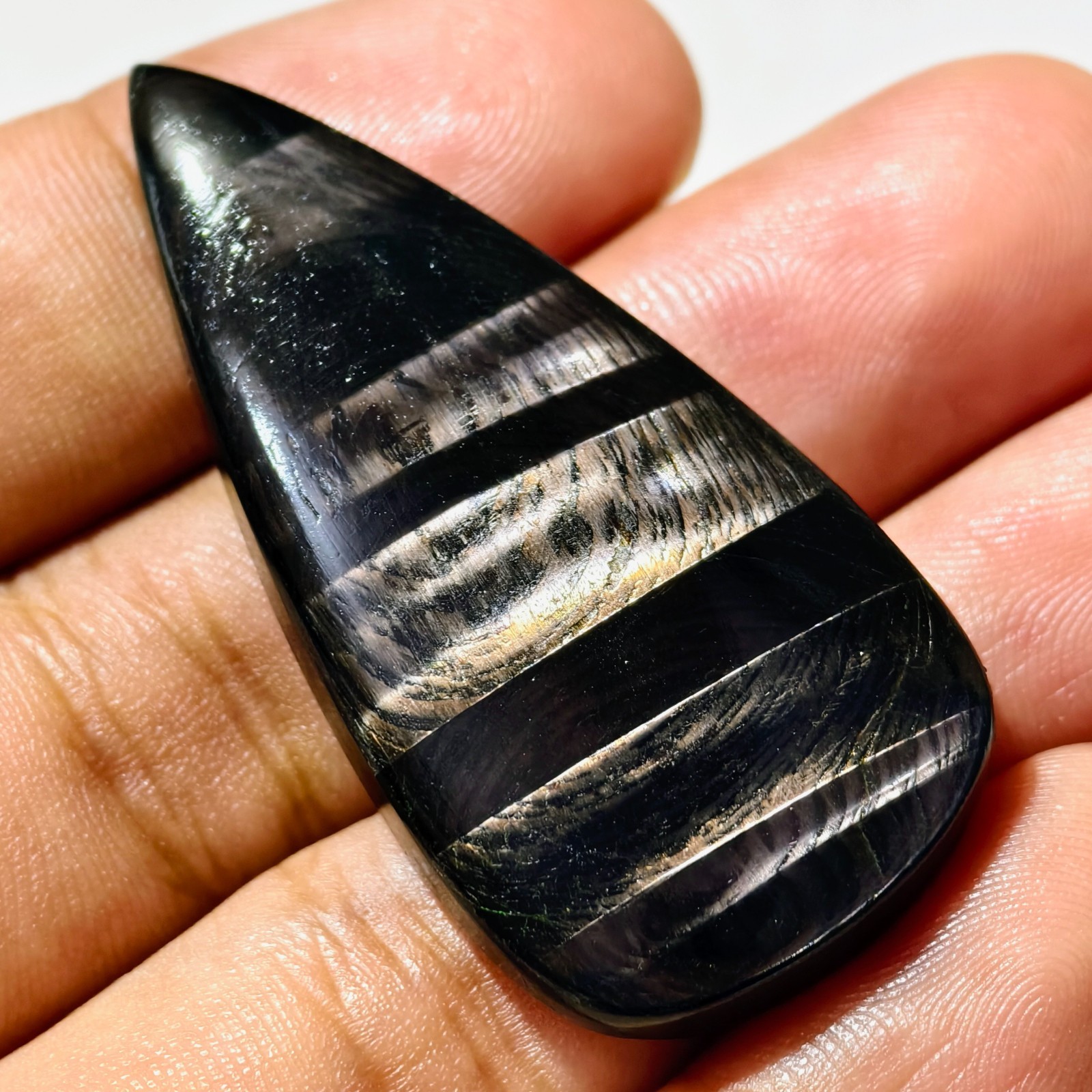 78 Cts Natural Hypersthene Cabochon Gemstone For Jewelry 48.1×23.4×6.9 MM