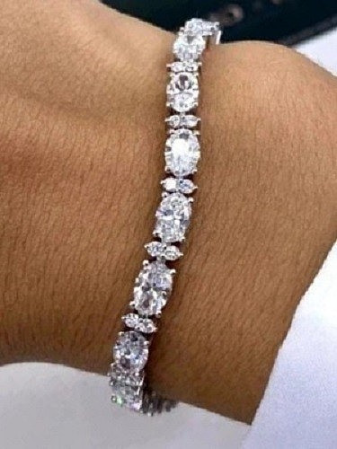 7Ct Round Cut Elegant Treated Diamond Tennis Bracelet 14K White Gold Women