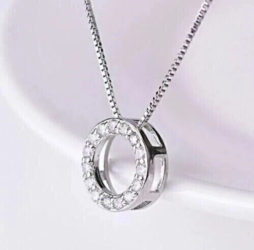 1.50Ct Round Cut Real Moissanite Solitaire Pendant 14K White Gold Plated