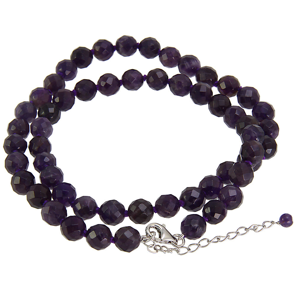 Halskette echt Silber 925 Sterlingsilber rhodiniert Amethyst 42-47 cm lang Kette