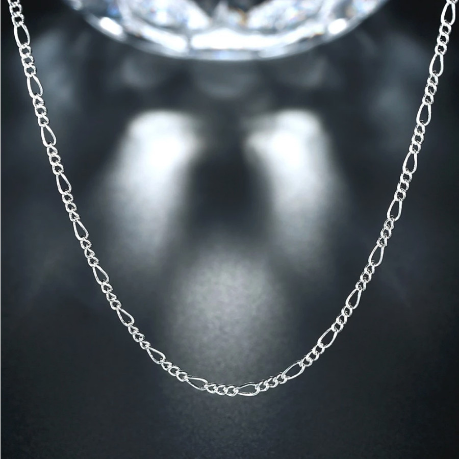 LOT OF TEN (10) Italian Figaro 2mm Chain Necklaces 24″ Sterling Silver