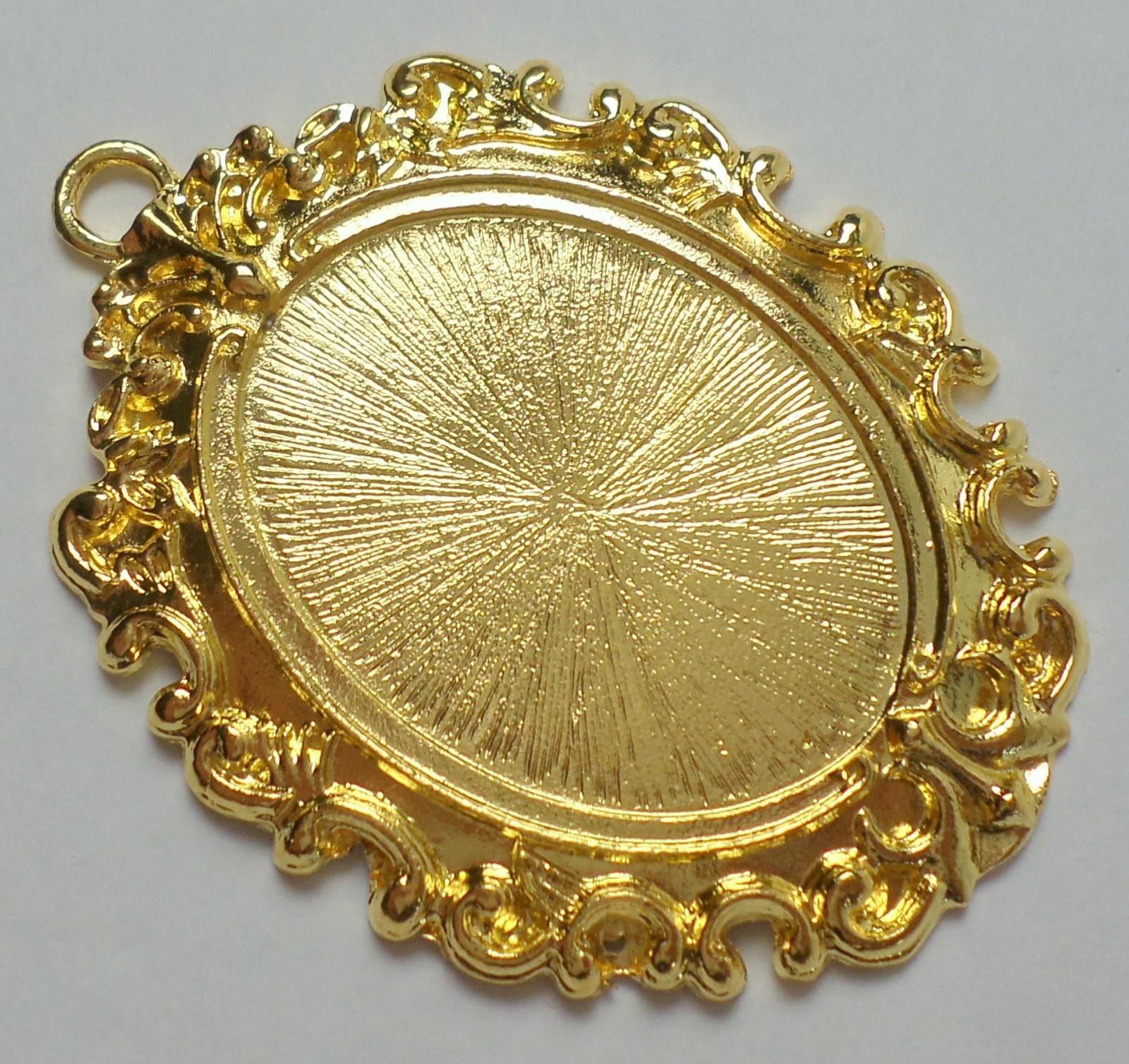 4 of 40x30mm Shiny Gold Victorian Art Deco Open Loops Scroll Pendant Settings