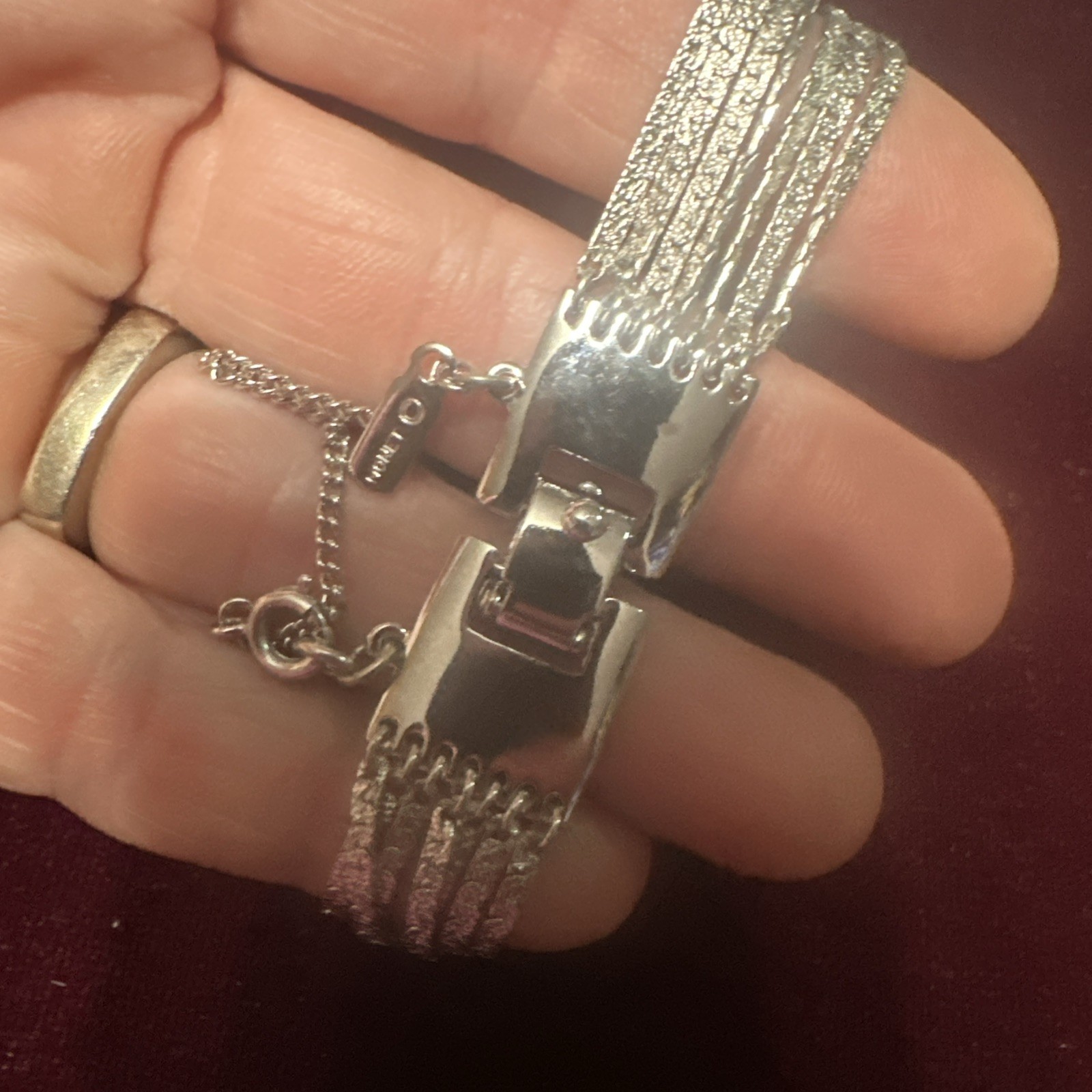 Vintage Monet Multi Strand Silver Tone Chain Bracelet with Safety Chain New