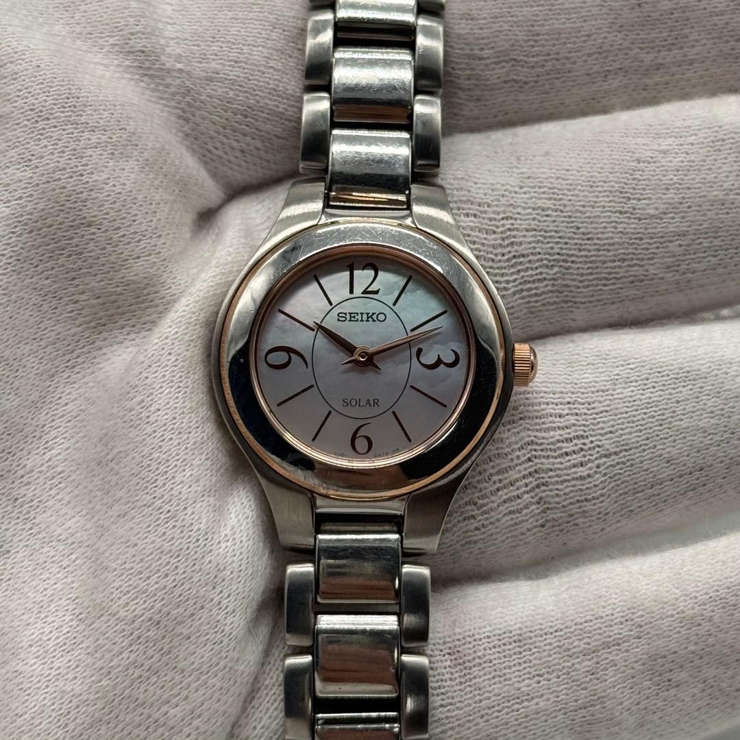 Seiko V110-0AJ0 Solar Women’s Watch Pink Shell Dial Japan 0716001