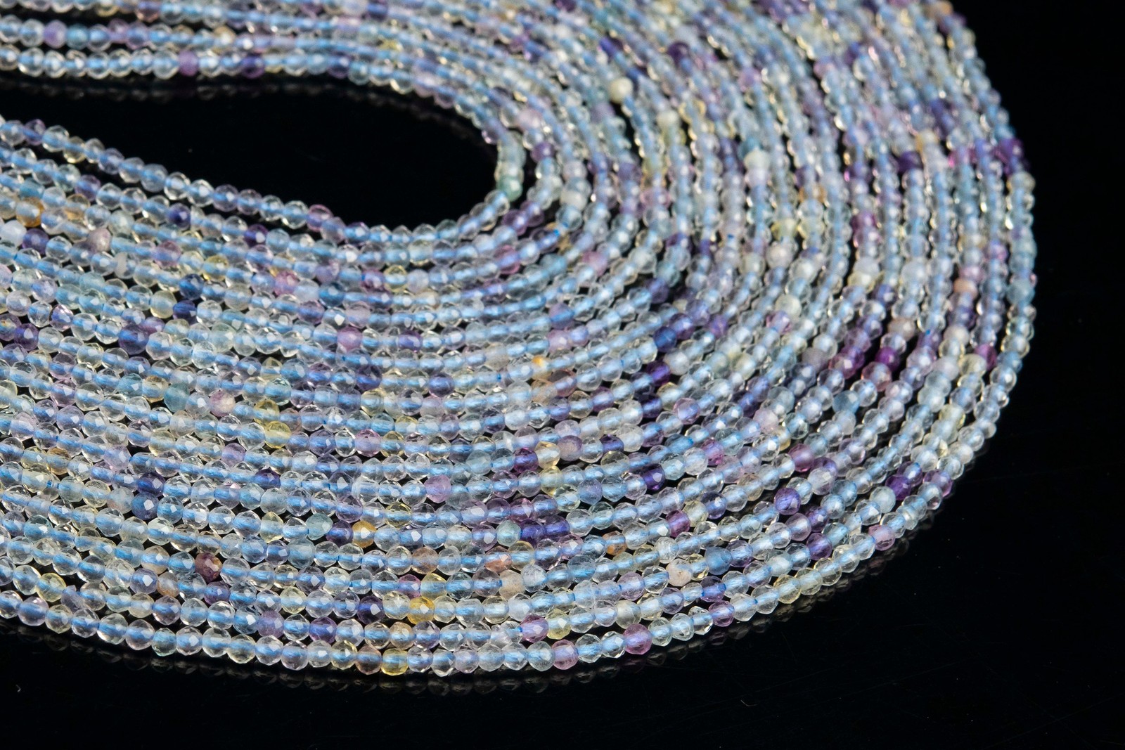 Natural Multicolor Fluorite Loose Beads AAA Faceted Round Shape 2mm 3mm 4mm