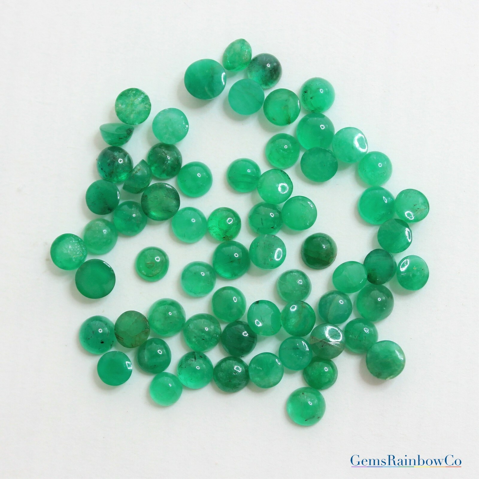 Zambian Emerald Cabochons, Natural loose Round gemstone in sizes 2 & 7mm| #868