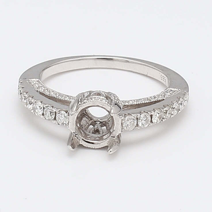 0.50 Carat Round Brilliant G VS1 Diamond 14k WG Semi Mount Ring