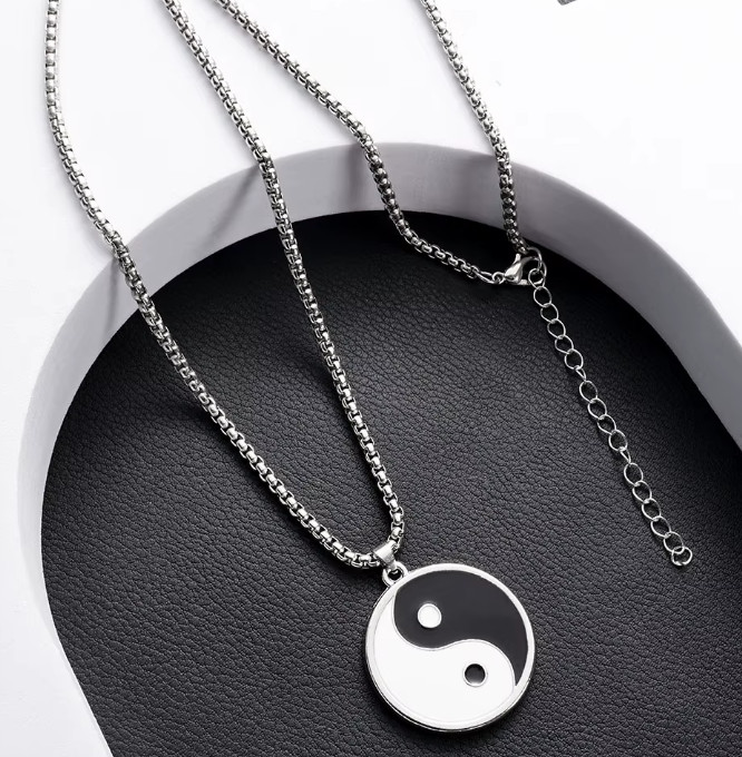 Mens Stainless Steel Protection Amulet Ying Yin Yang Pendant Necklace Men
