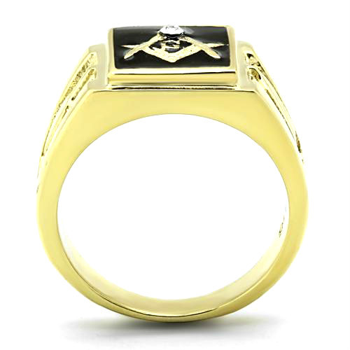 MASONIC MASON 18K GOLD BLACK STONE GP RING SIZE 8 9 10 11 12 13 14