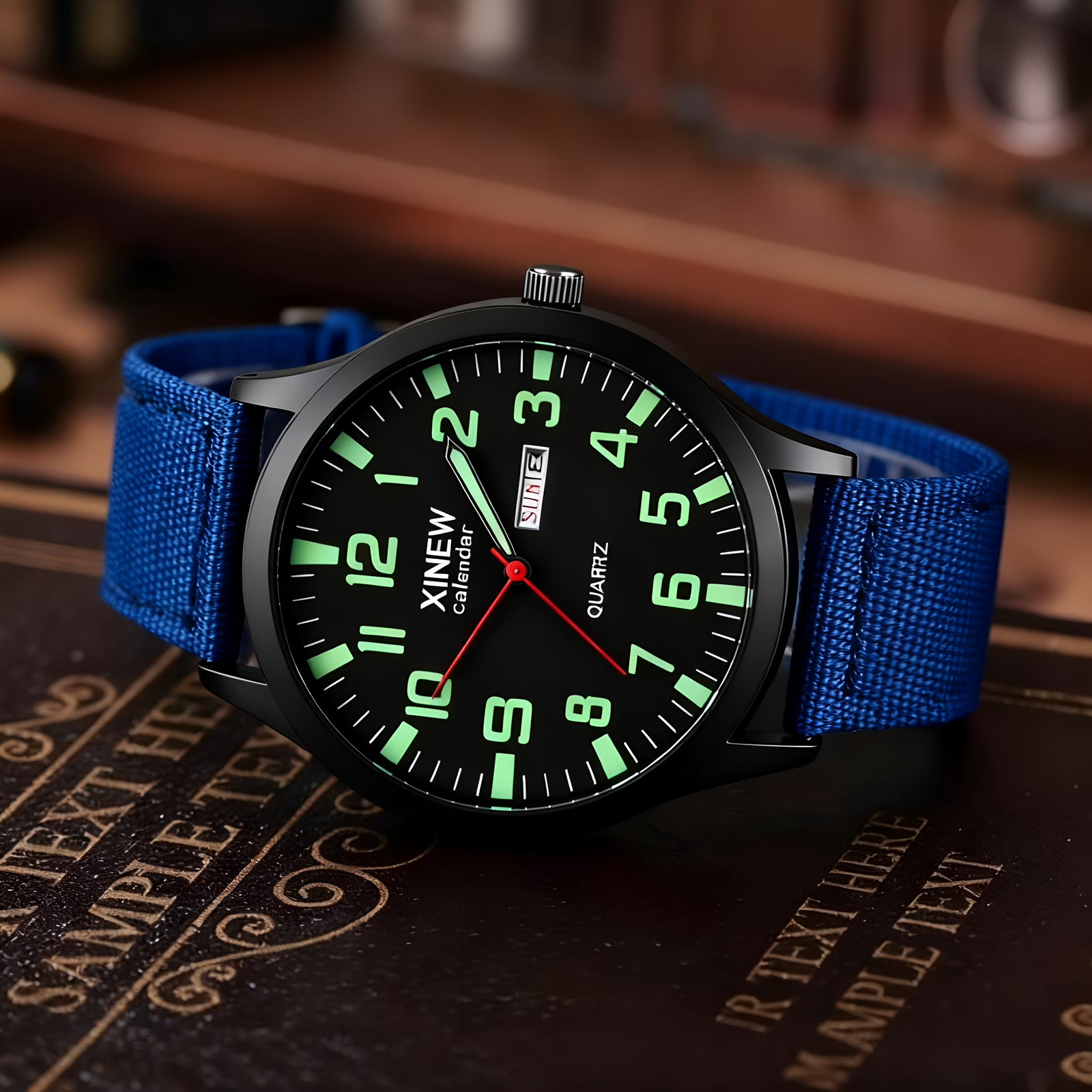 Men’s Quartz Analog Watch Nylon Strap Business Casual Sport Wristwatch