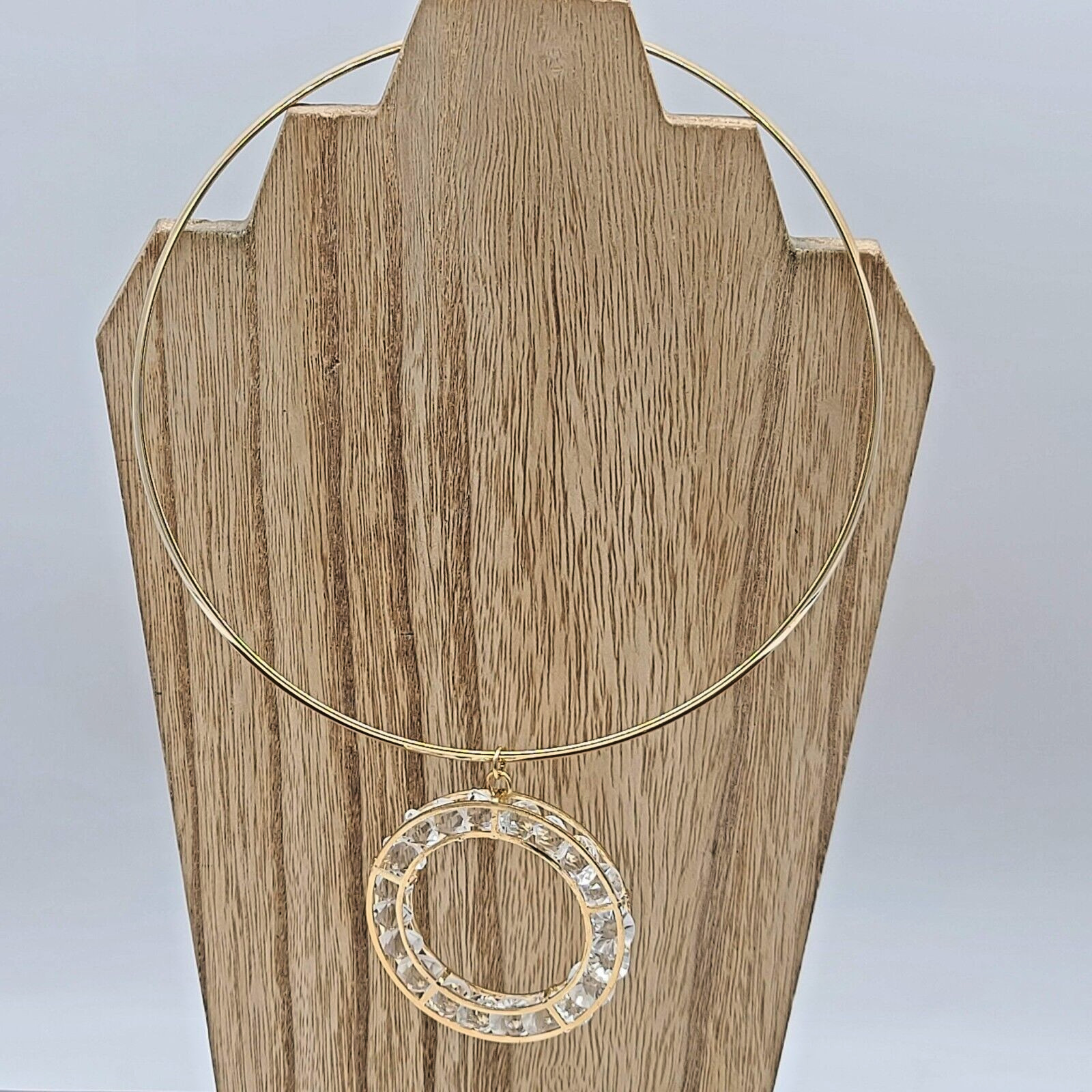 7 Charming Sisters “Love & Light” Crystal Halo & Gold Rigid Choker Necklace