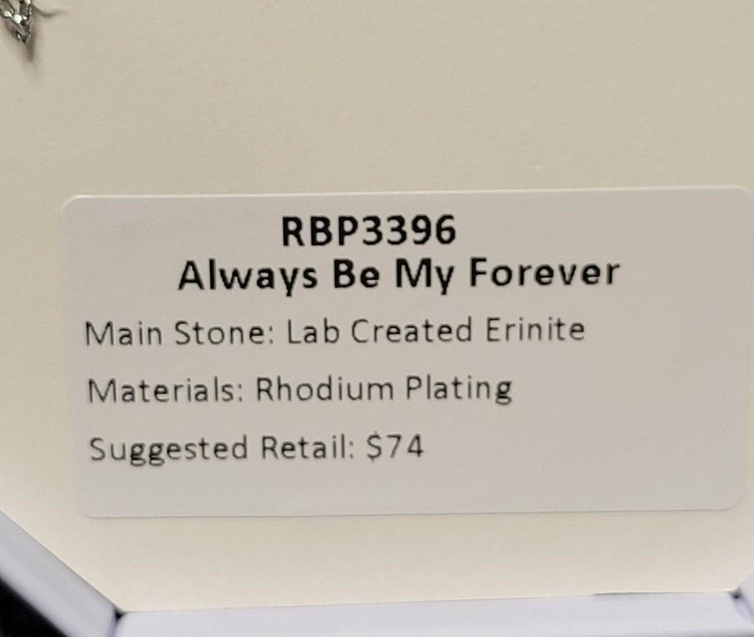 BOMB PARTY RBP3396 NECKLACE *ALWAYS BE MY FOREVER* L/C ERINITE/RHODIUM
