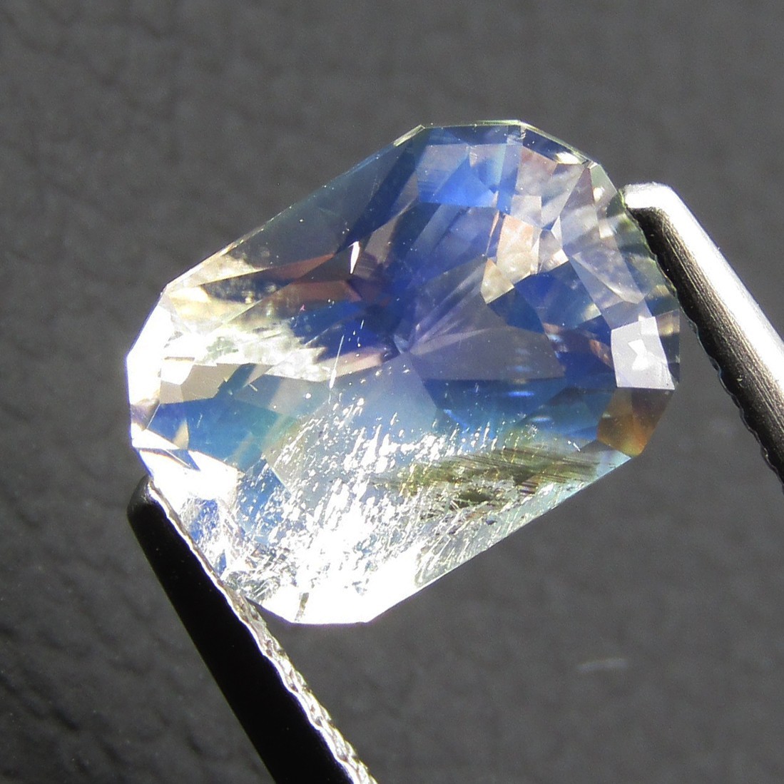 2.79Cts Natural Rainbow Moonstone 10.5×7.5×5.7mm Radiant Cut Madagascar Gemstone