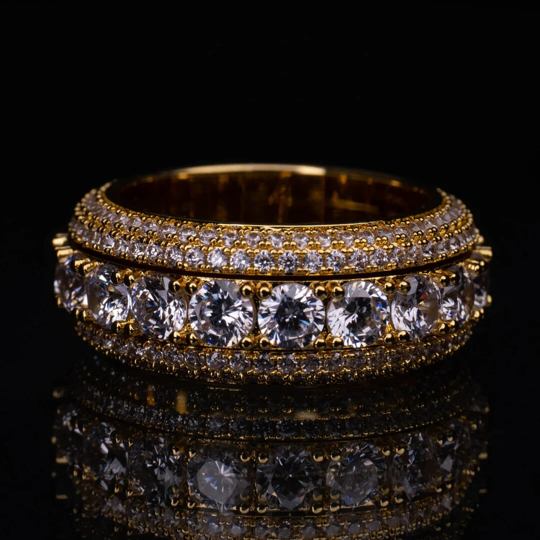 2.15CT Simulated Diamond Rings 18K Yellow Gold Plated Rings Gift For Girlfriend