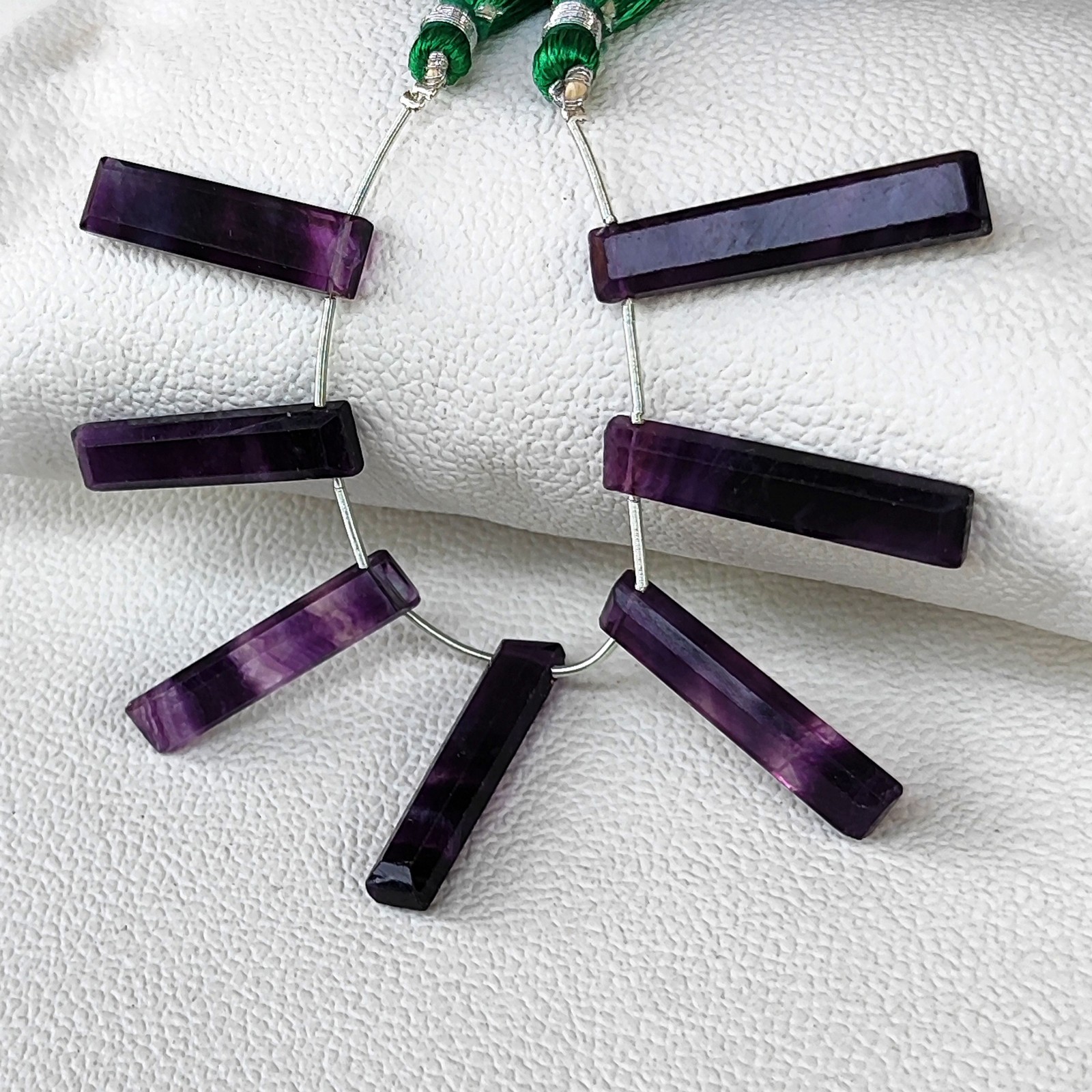 Natural Rainbow Fluorite Brazil 23-25mm Faceted Baguette Beads 4.5″ Strand Gems