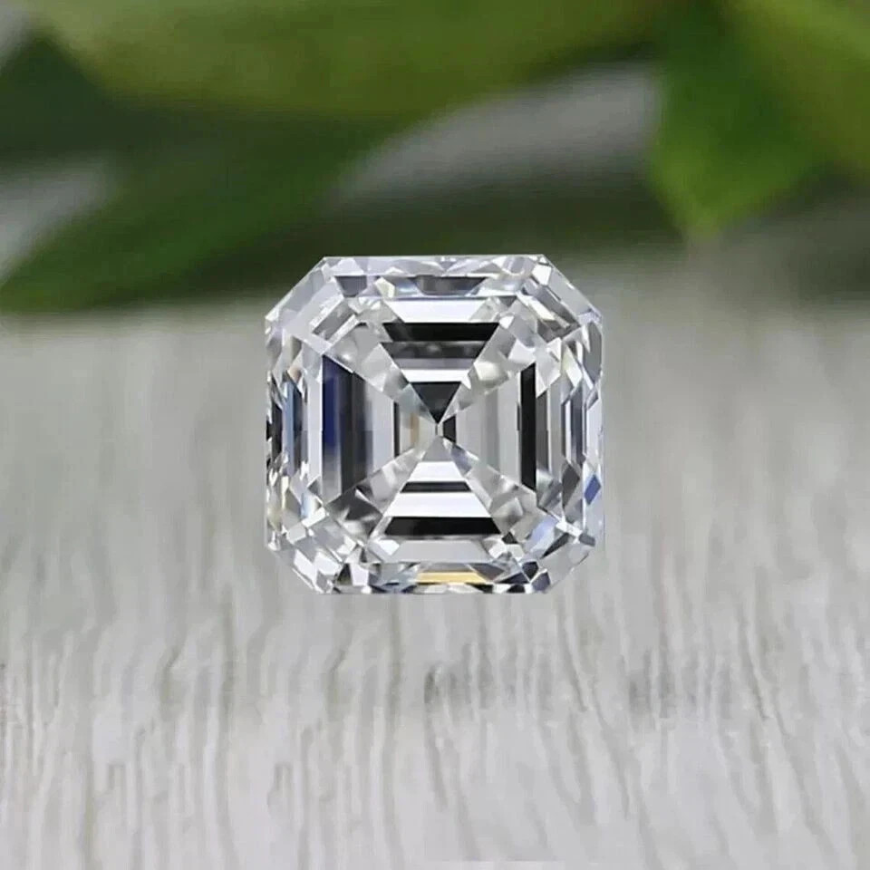Natural White Diamond Asscher Cut 1 Pcs VVS1 D Grade Certified Stone Ring Size