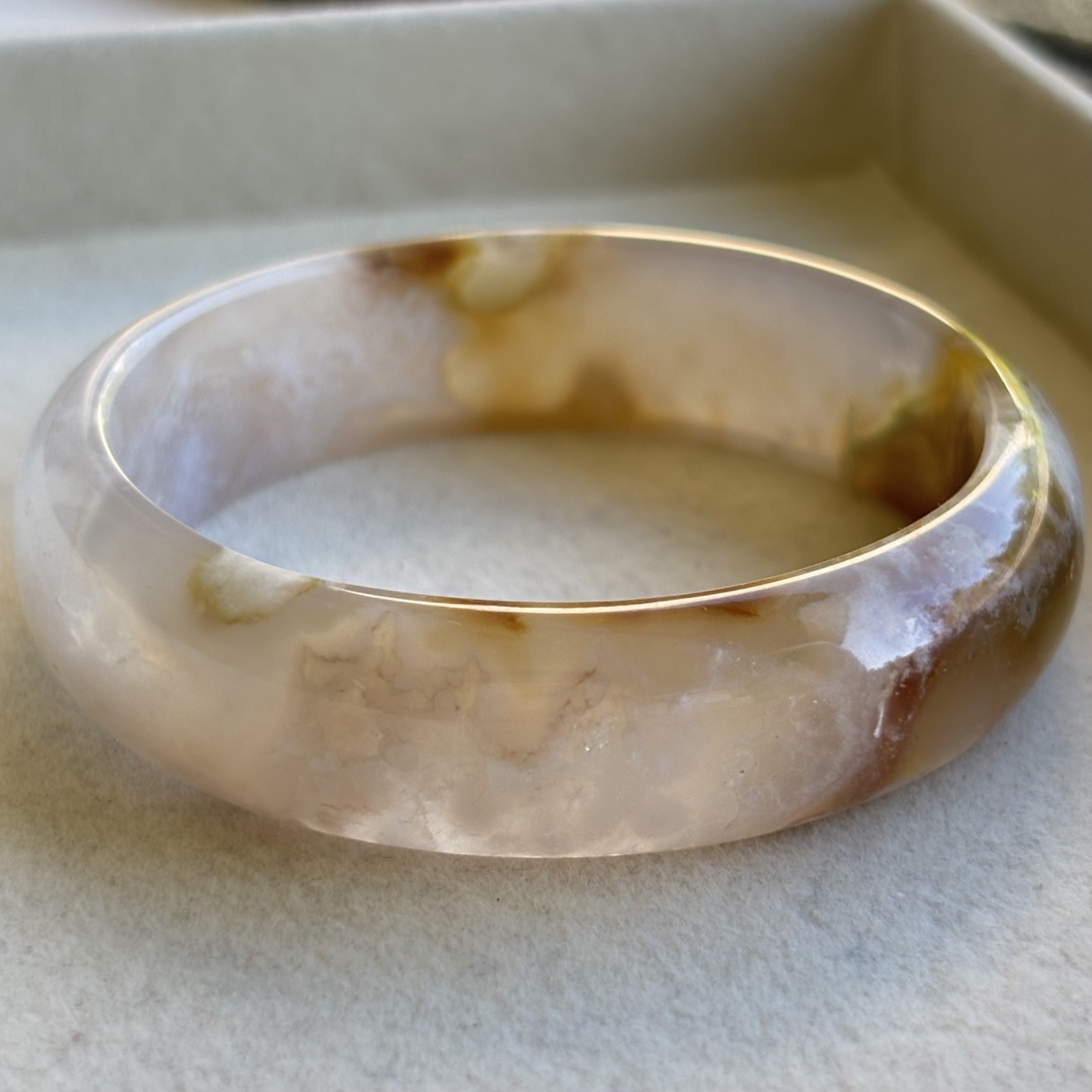 58.5mm Natural Cherry Blossom Agate Bangle Sakura Flower Quartz