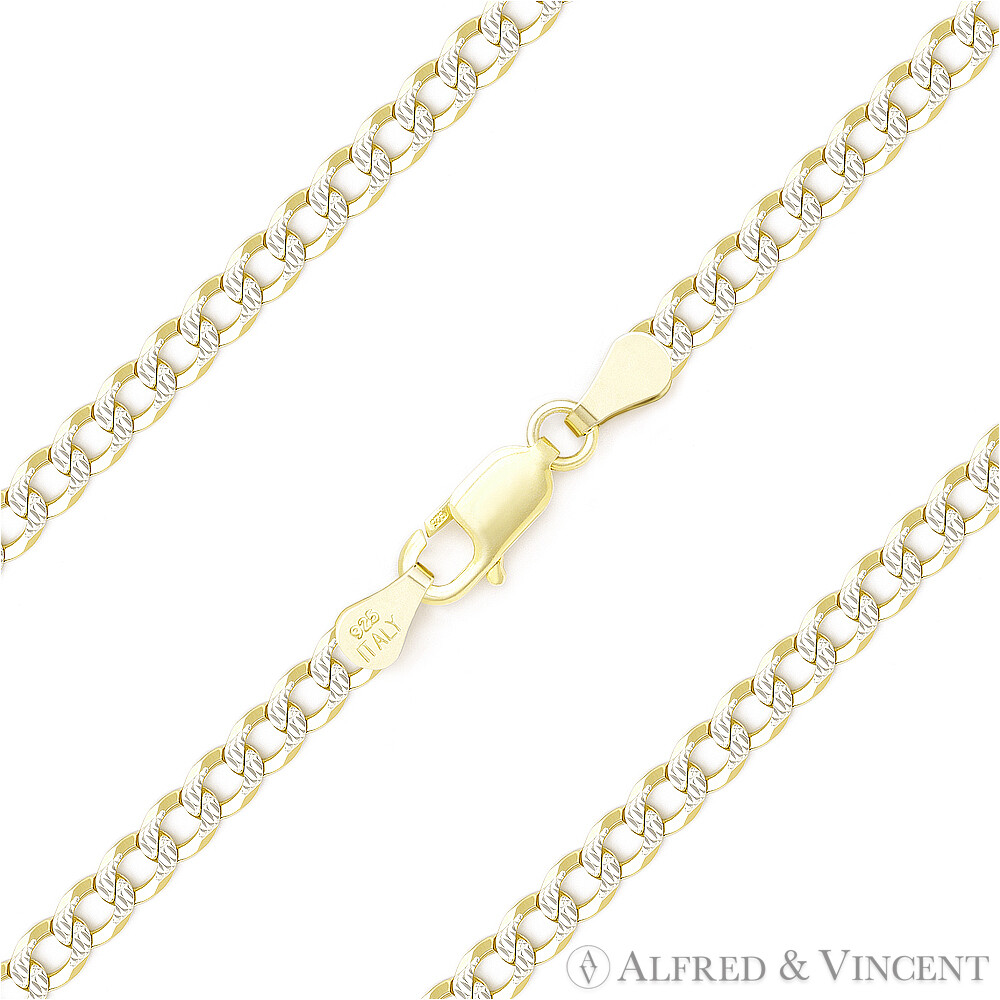 2.7mm Cuban Pave Link Chain Anklet in 14k Yellow Gold-Plated 925 Sterling Silver