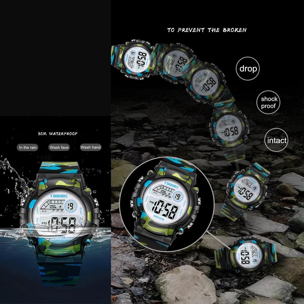 Kids Children Boys Girls Colour Digital Sports LED Wrist Watch Watches UK