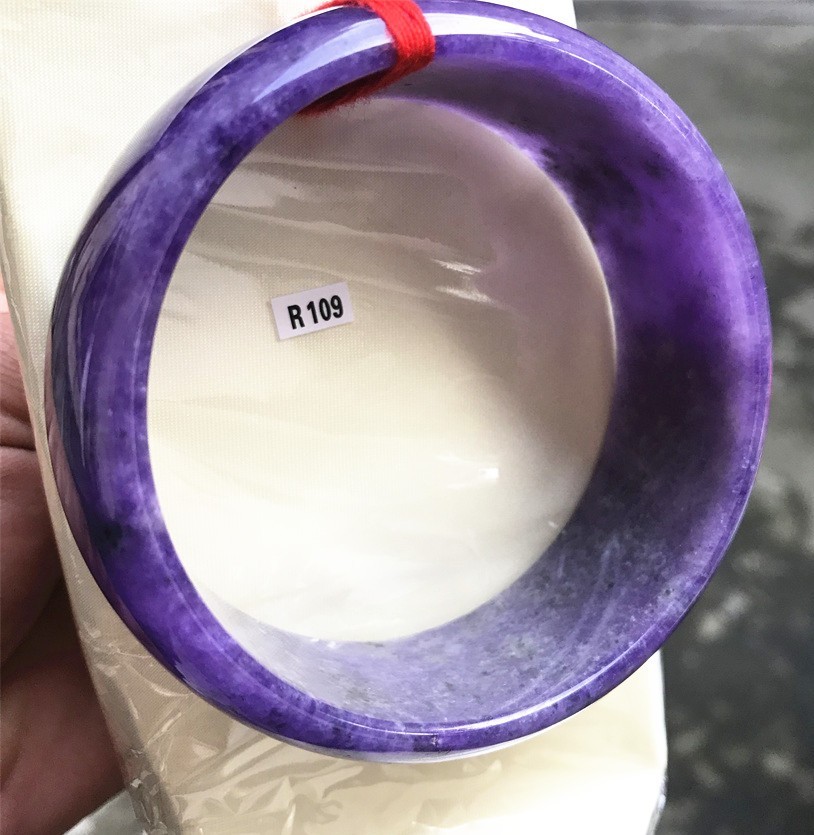 69MM Ancient Natural Lavender Jadeite Jade Bracelet Burma Jadeite Big Bangle