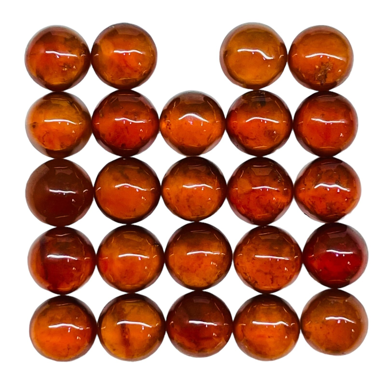 24 Pcs Natural Hessonite Garnet 7mm Round Untreated Loose Untreated Gemstones