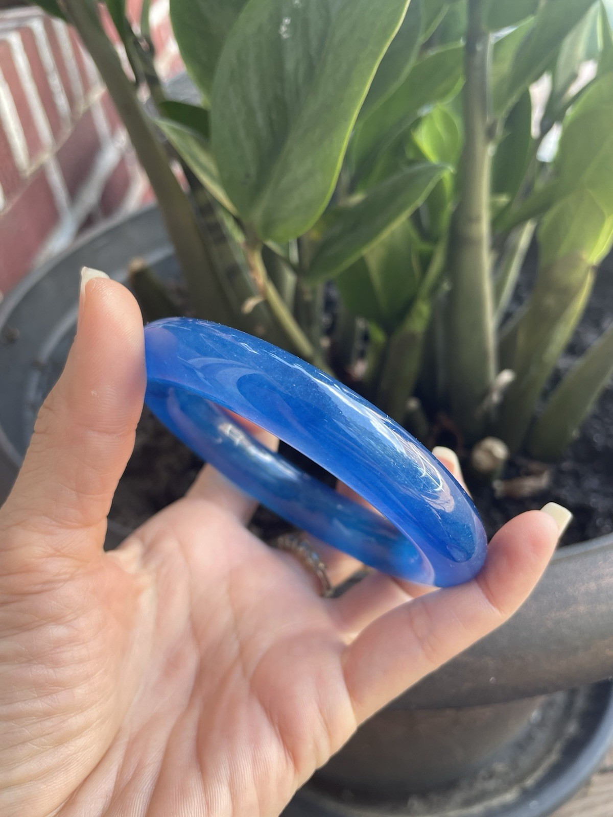 Blue Bangle stone bangle Round Shape Blue 61mm inner