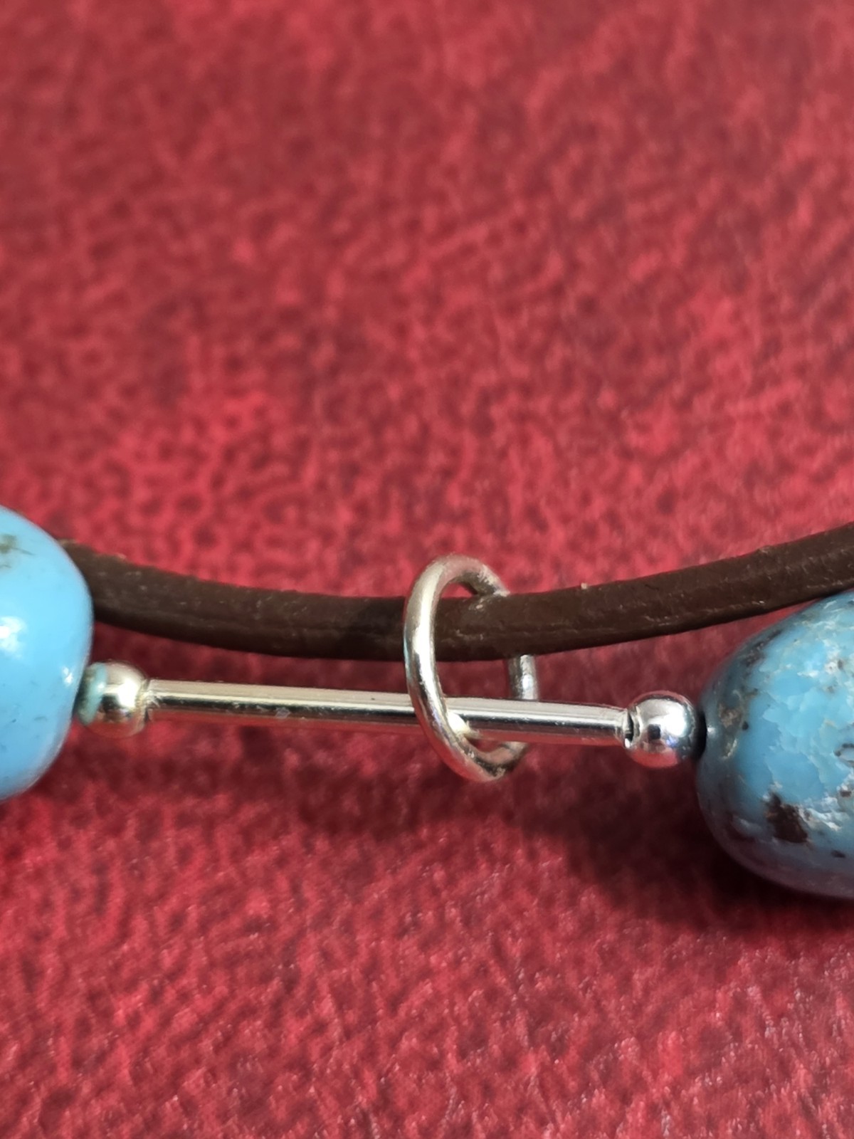 VINTAGE TURQUOISE LIQUID STERLING SILVER 925 NECKLACE Choker. Good Condition.