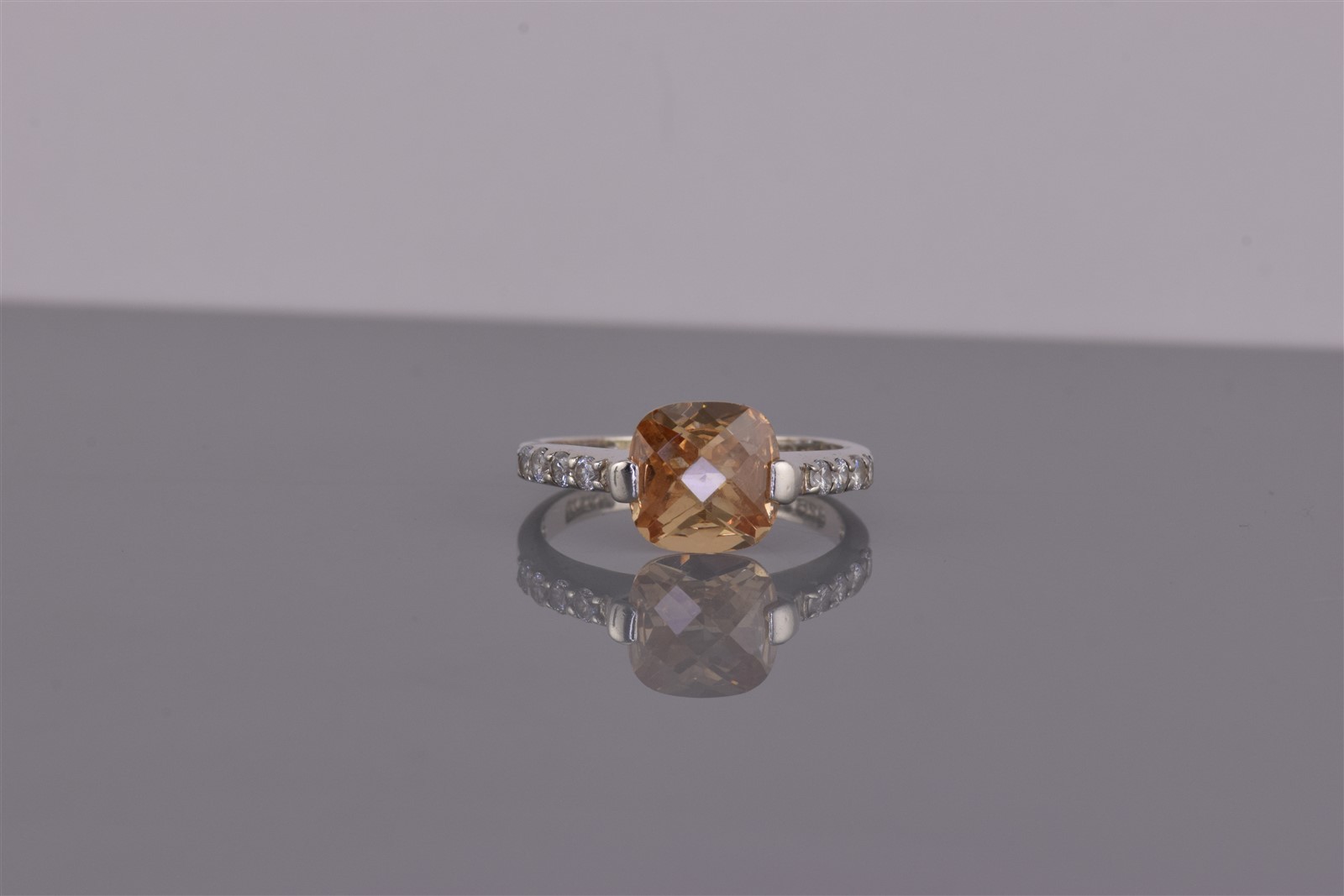 JJJ Sterling Silver Orange Tension Set Cubic Zirconia Accent Band Ring 925 Sz: 8