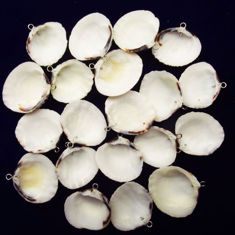 20Pcs 26x25x5/32x30x5mm Natural Seashells Scallop Shells Pendant Bead L0119916