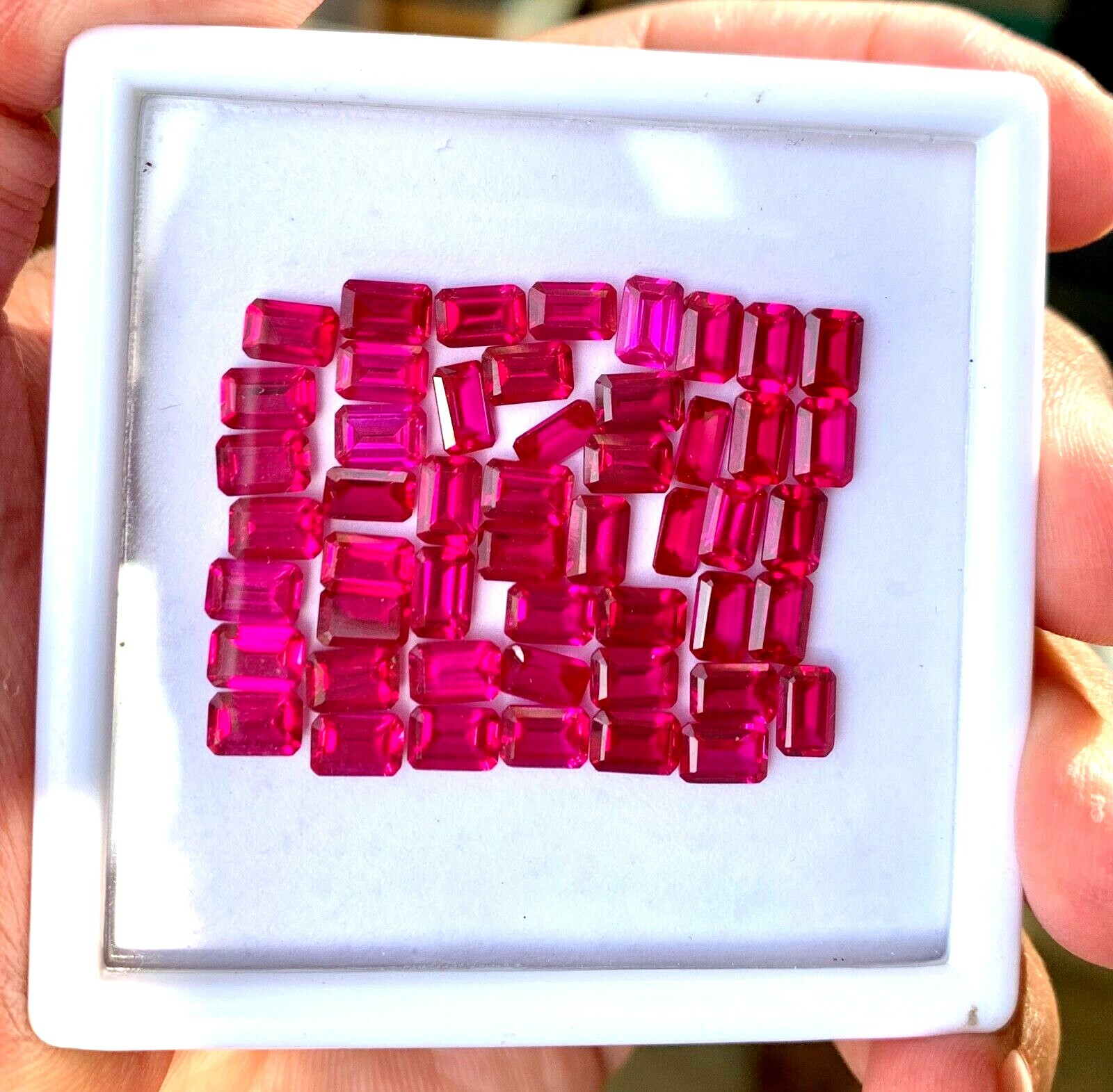 40 Pcs Natural Mogok Red Ruby Emerald 8.00 x 6.00 MM Certified Treated Gemstone