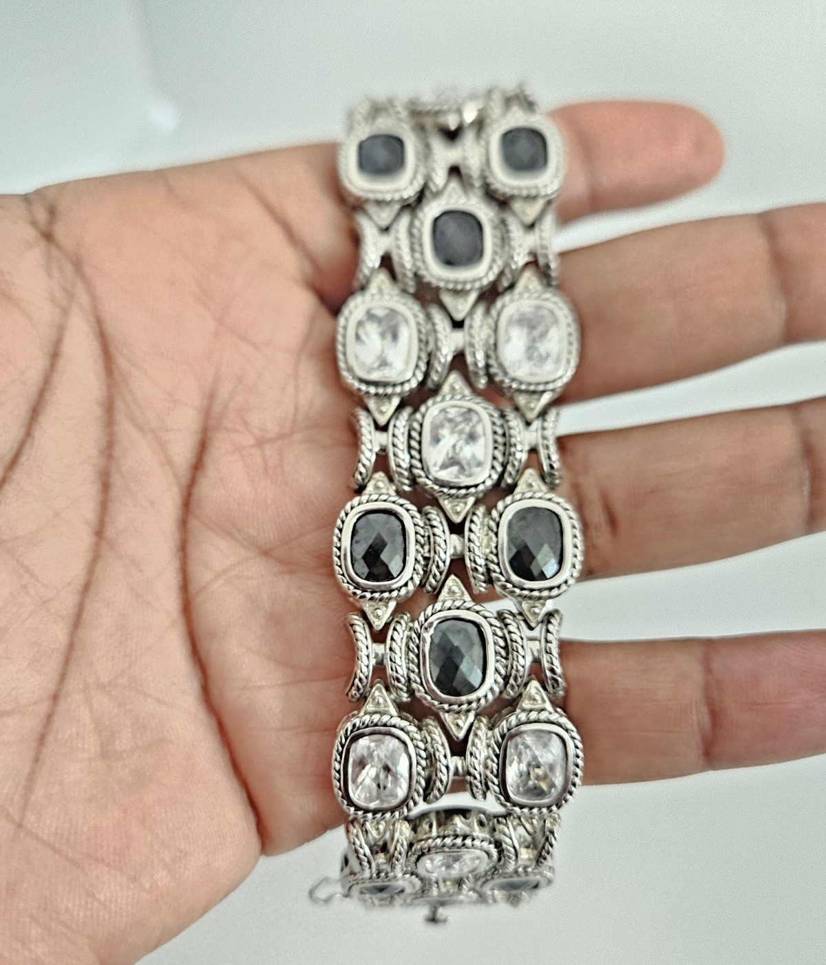 CZ Spinel Tennis Gemstone Luxury Ornate Bracelet Bangle Jewelry Accessory