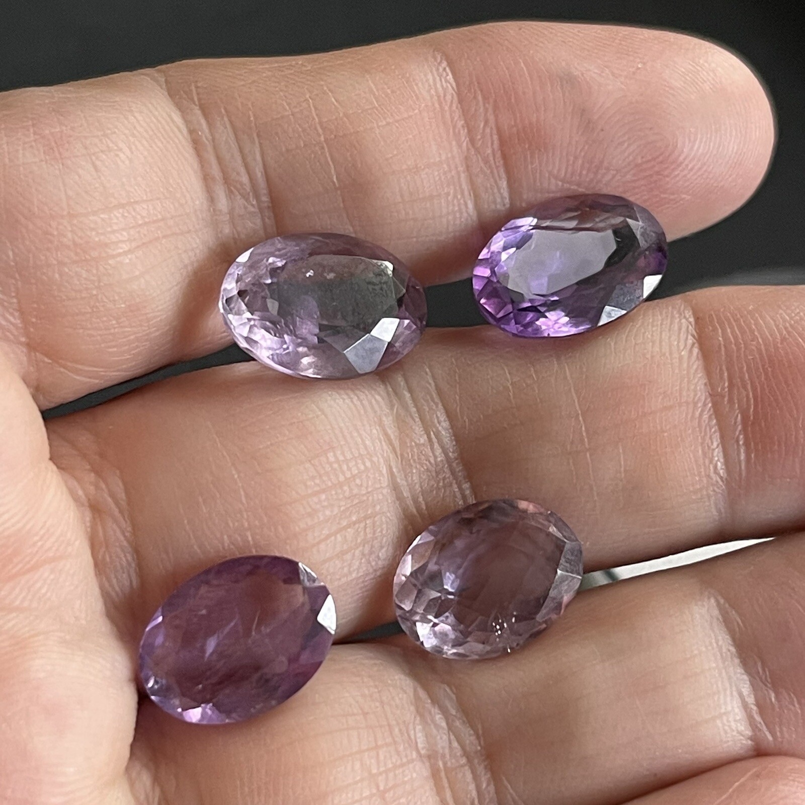 18.25ct 12.6-14.2mm 4pc Lot Purple Amethyst Oval Faceted Cabochons Gems