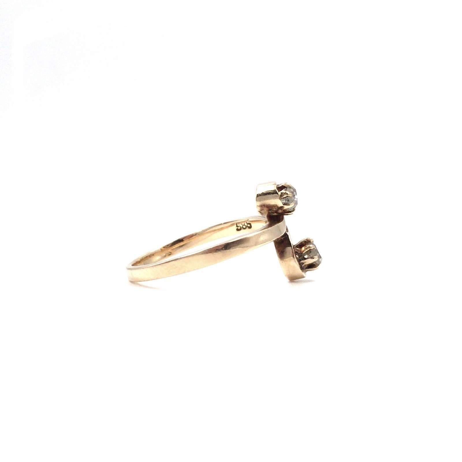 Art Nouveau 14kt yellow gold ring old cut diamonds 585 gold antique jewelry RG 56