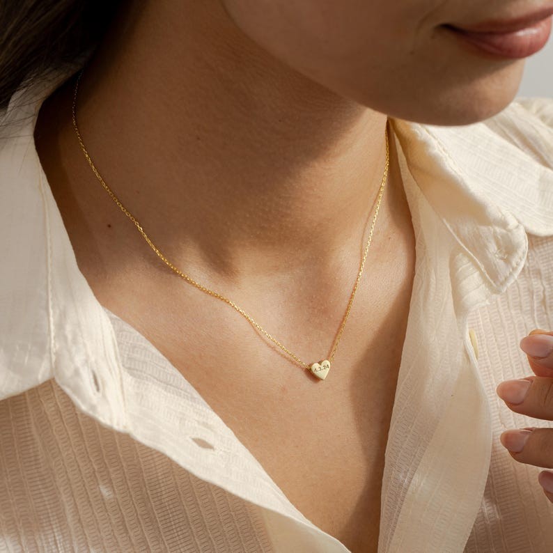 Custom Engraved Heart Pendant, Special Date Necklace, Personalized Love Pendant