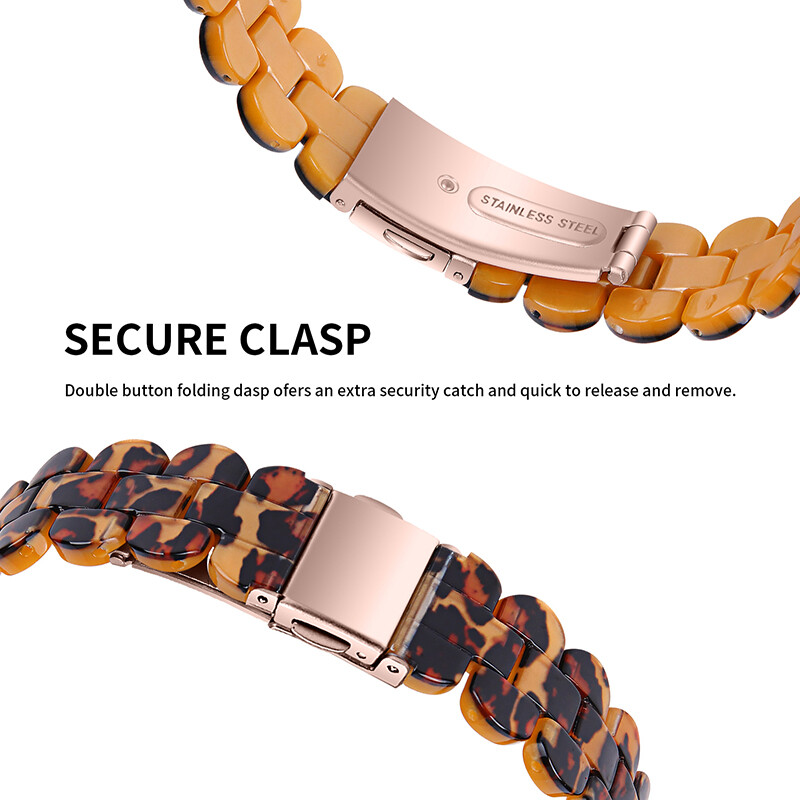 For Fitbit Inspire 3 Fashion Luxury Resin Strap Stainless Steel Watch Band