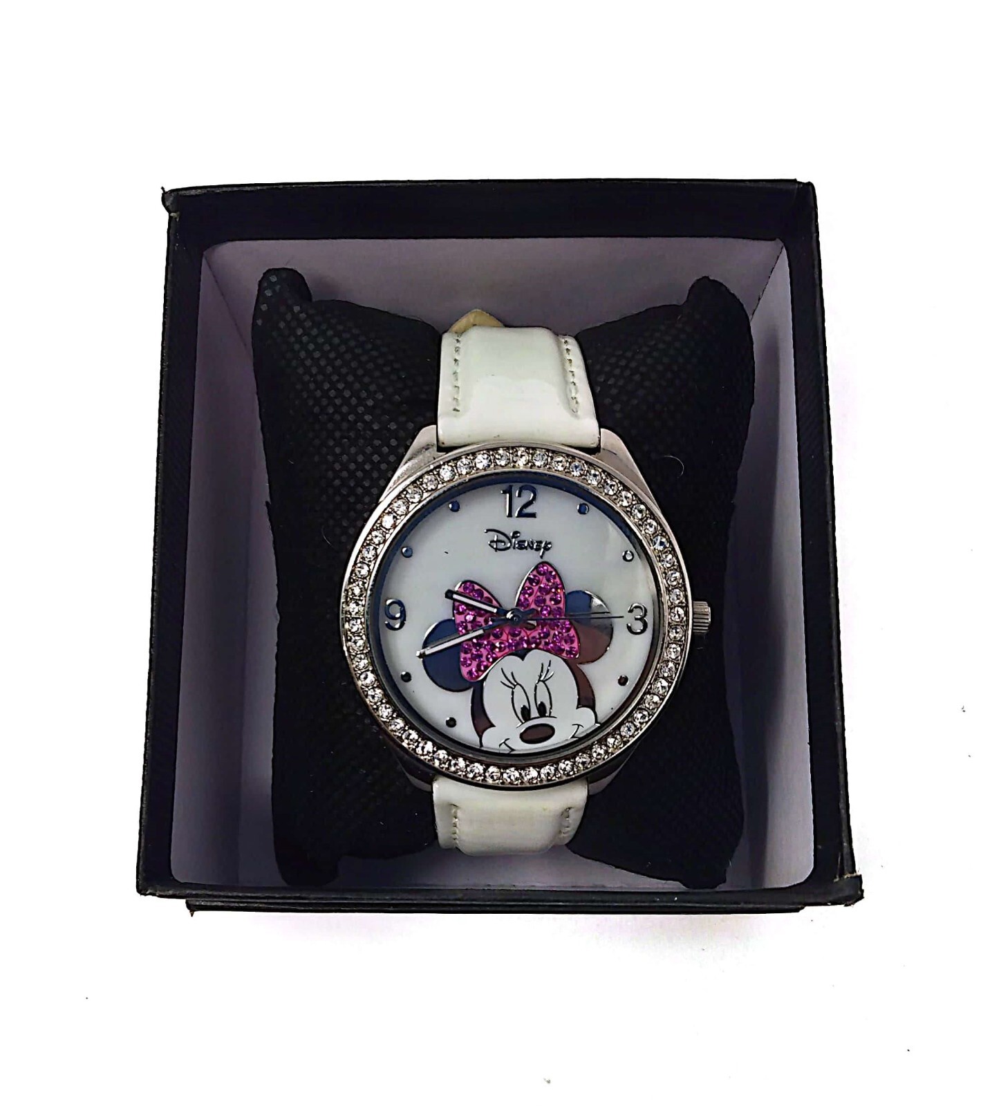 Disney Sparkle Minnie Mouse Ladies White Strap Watch Pink Bow SR626SW