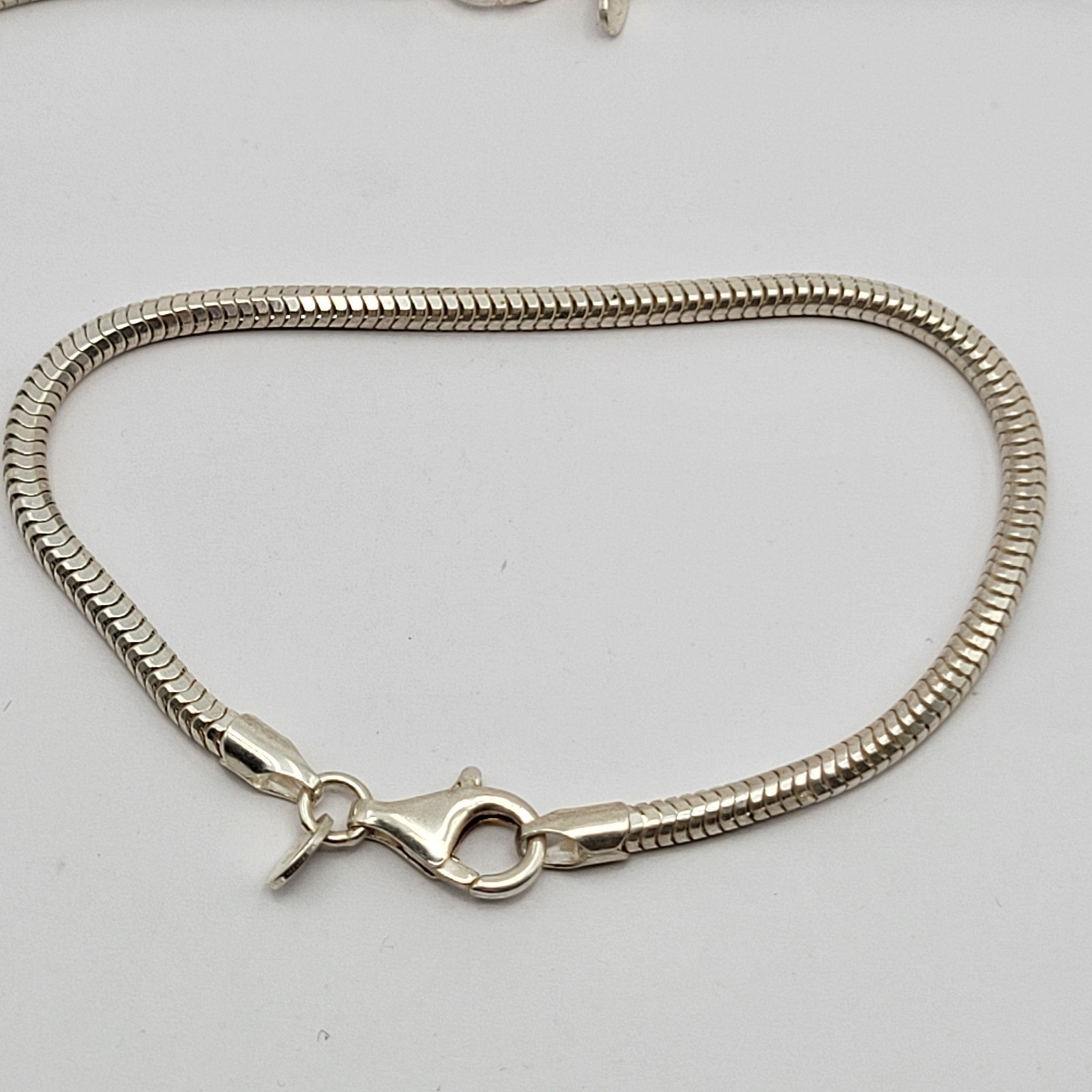 QVC Milor UltraFine 950 Silver Sterling 3mm Snake Chain Necklace Bracelet Set